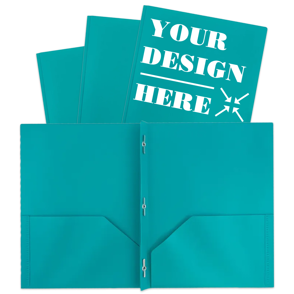 Teal Blue 9 x 12 Plastic Pop Folders with Clasp