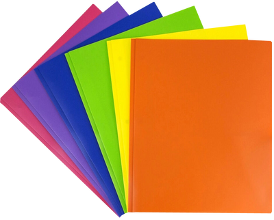 Assorted Primary 9 x 12 Plastic Pop with Clasp Folders - 6 Pack