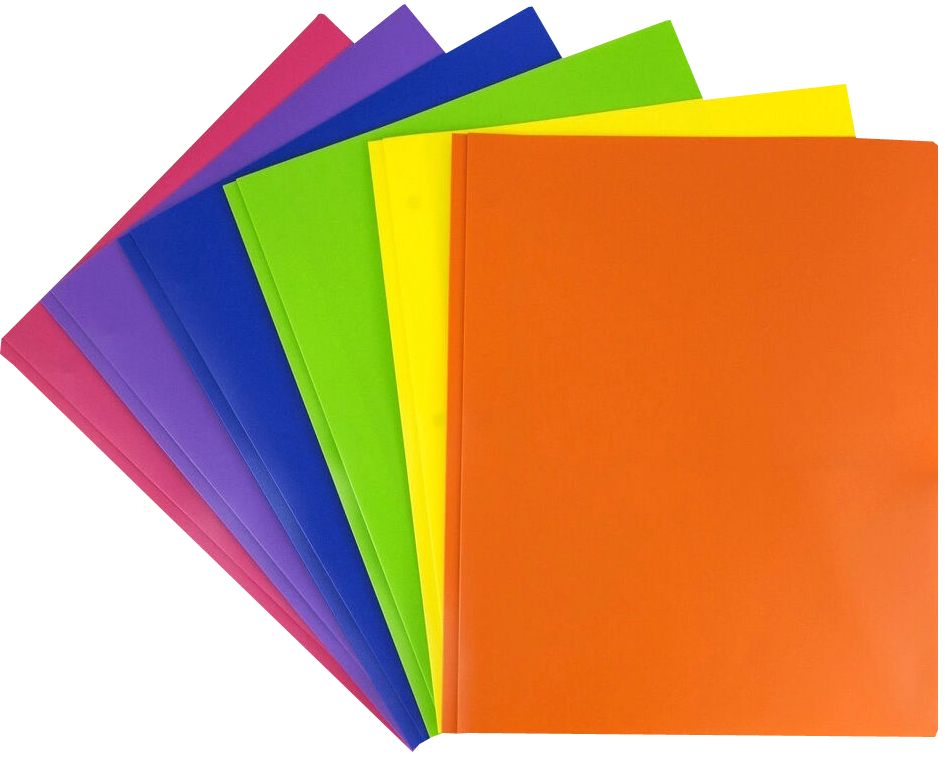 Assorted Primary 9 x 12 Plastic Pop with Clasp Folders - 6 Pack