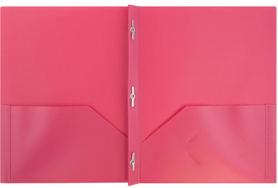 Pink 9 x 12 Plastic Pop Folders with Clasp