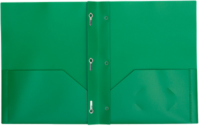 Green 9 x 12 Plastic Pop Folders with Clasp