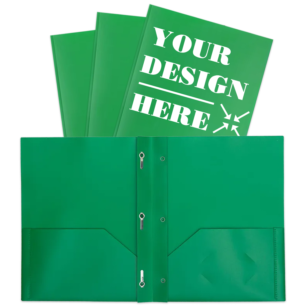 Green 9 x 12 Plastic Pop Folders with Clasp