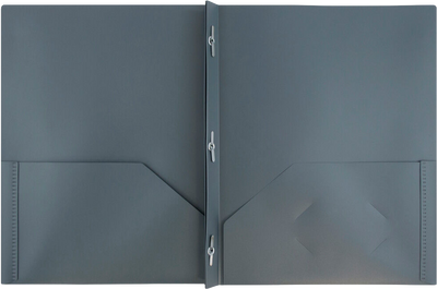 Gray 9 x 12 Plastic Pop Folders with Clasp