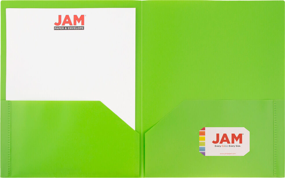 Lime Green 9 x 12 Plastic Pop Folders