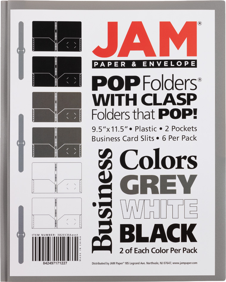 Assorted Business 9 x 12 Plastic Pop Folders with Clasp