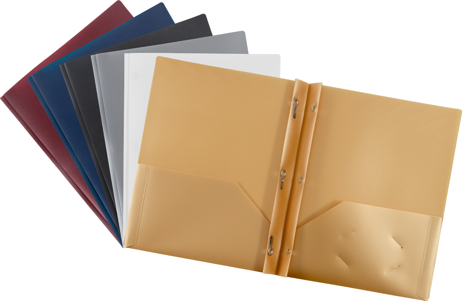 Assorted Professional 9 x 12 Plastic Pop with Clasp Folders - 6 Pack