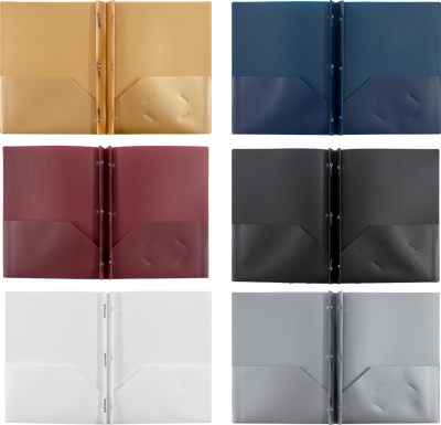 Assorted Professional 9 x 12 Plastic Pop with Clasp Folders - 6 Pack