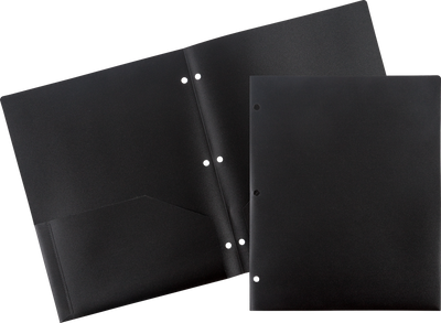 Assorted Professional 9 x 12 Plastic Pop 3 Hole Punch Folders - 6 Pack