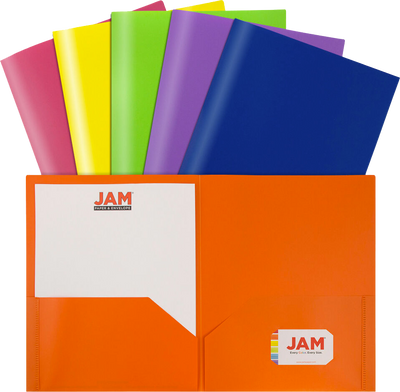 Assorted Primary 9 x 12 Plastic Pop Folders - 6 Pack
