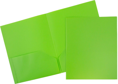 Assorted Primary 9 x 12 Plastic Pop Folders - 6 Pack