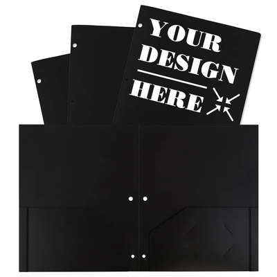Black 9 x 12 Plastic 3 Hole Punched Duty Folders