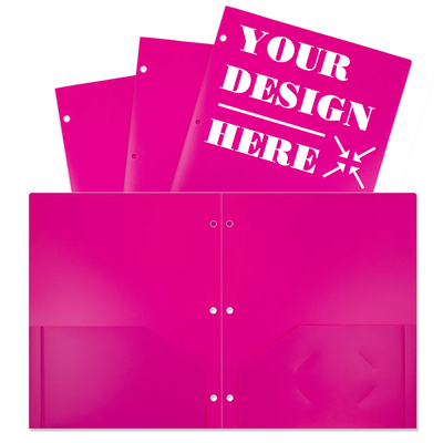 Fuchsia 9 x 12 Plastic 3 Hole Punched Duty Folders