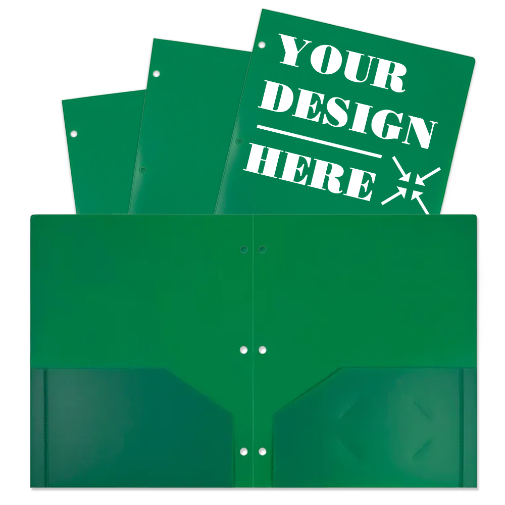 Green 9 x 12 Plastic 3 Hole Punched Duty Folders