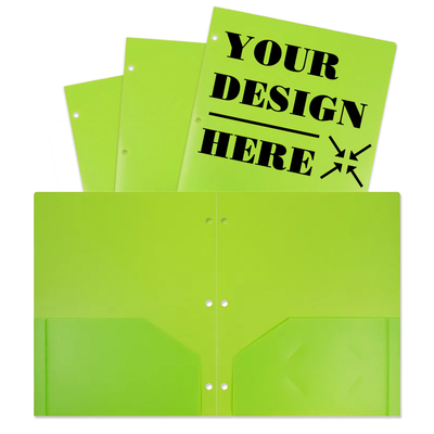 Lime Green 9 x 12 Plastic 3 Hole Punched Duty Folders