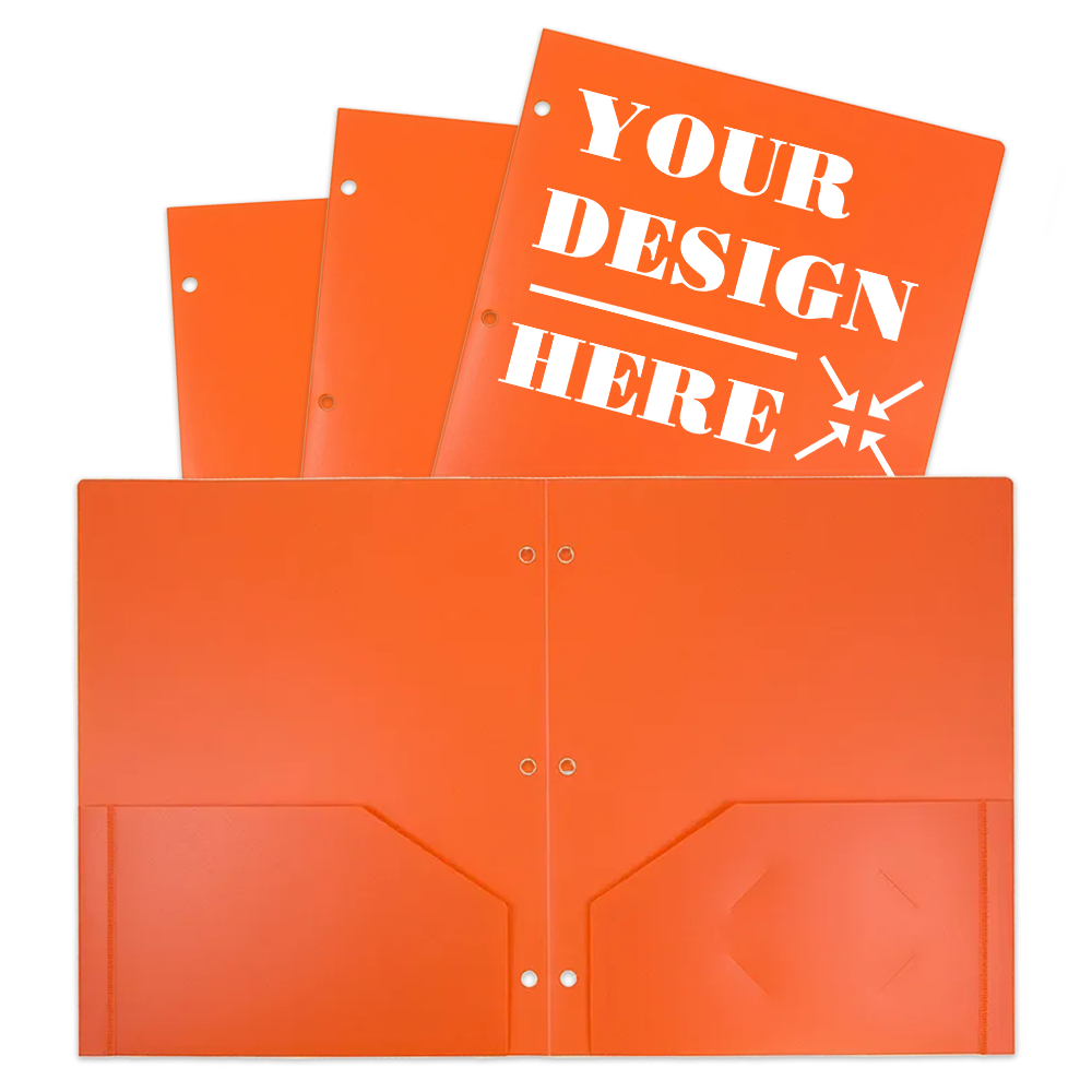 Orange 9 x 12 Plastic 3 Hole Punched Duty Folders