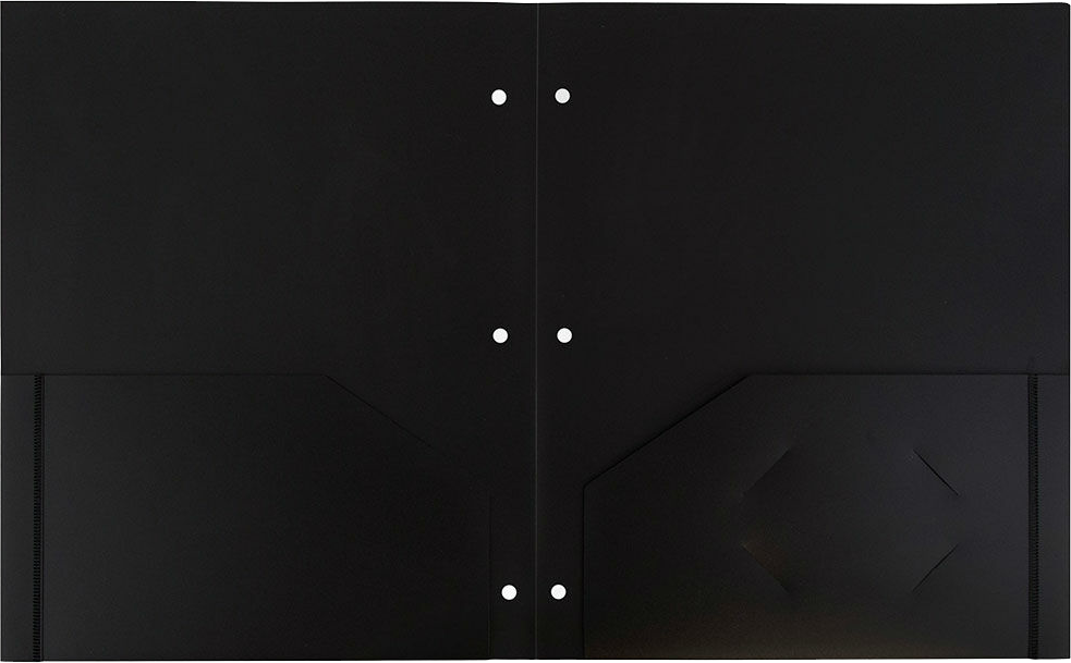 Black 9 x 12 Plastic 3 Hole Punched Duty Folders