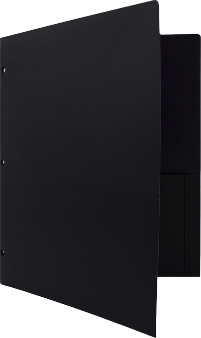 Black 9 x 12 Plastic 3 Hole Punched Duty Folders