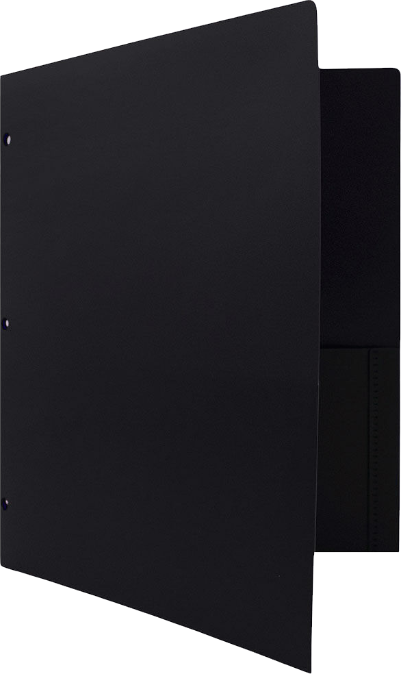 Black 9 x 12 Plastic 3 Hole Punched Duty Folders