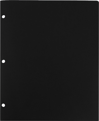 Black 9 x 12 Plastic 3 Hole Punched Duty Folders