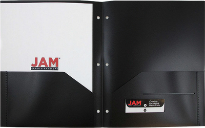 Black 9 x 12 Plastic 3 Hole Punched Duty Folders