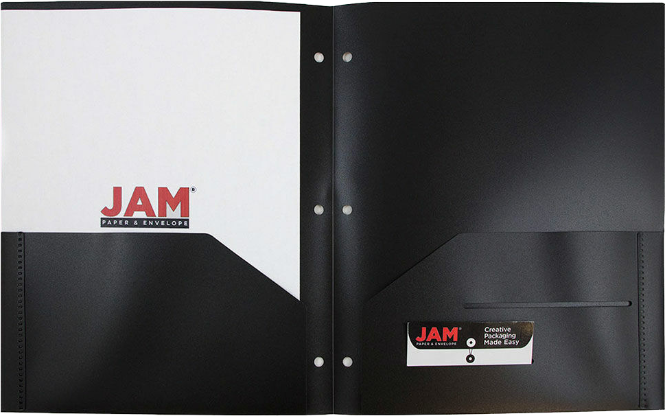 Black 9 x 12 Plastic 3 Hole Punched Duty Folders