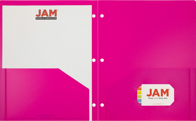 Fuchsia 9 x 12 Plastic 3 Hole Punched Duty Folders