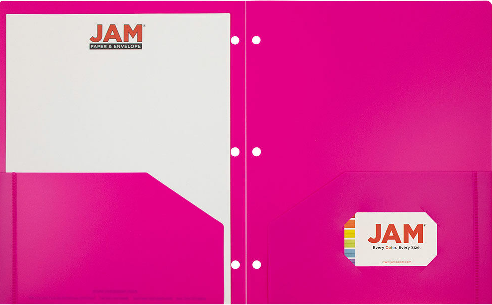 Fuchsia 9 x 12 Plastic 3 Hole Punched Duty Folders