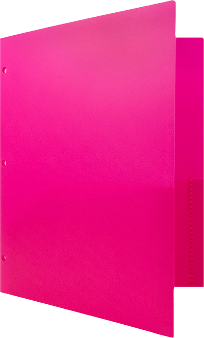 Fuchsia 9 x 12 Plastic 3 Hole Punched Duty Folders