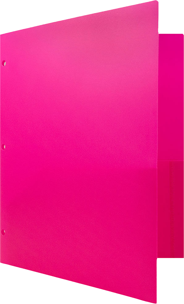 Fuchsia 9 x 12 Plastic 3 Hole Punched Duty Folders