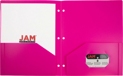 Fuchsia 9 x 12 Plastic 3 Hole Punched Duty Folders