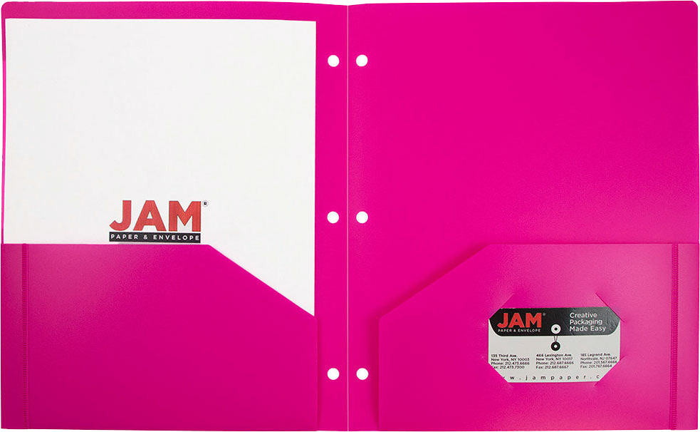 Fuchsia 9 x 12 Plastic 3 Hole Punched Duty Folders
