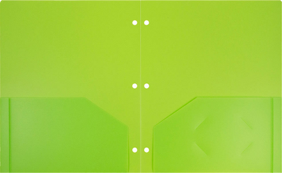 Lime Green 9 x 12 Plastic 3 Hole Punched Duty Folders