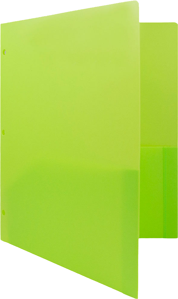 Lime Green 9 x 12 Plastic 3 Hole Punched Duty Folders