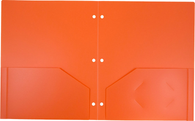 Orange 9 x 12 Plastic 3 Hole Punched Duty Folders