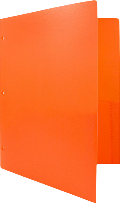 Orange 9 x 12 Plastic 3 Hole Punched Duty Folders