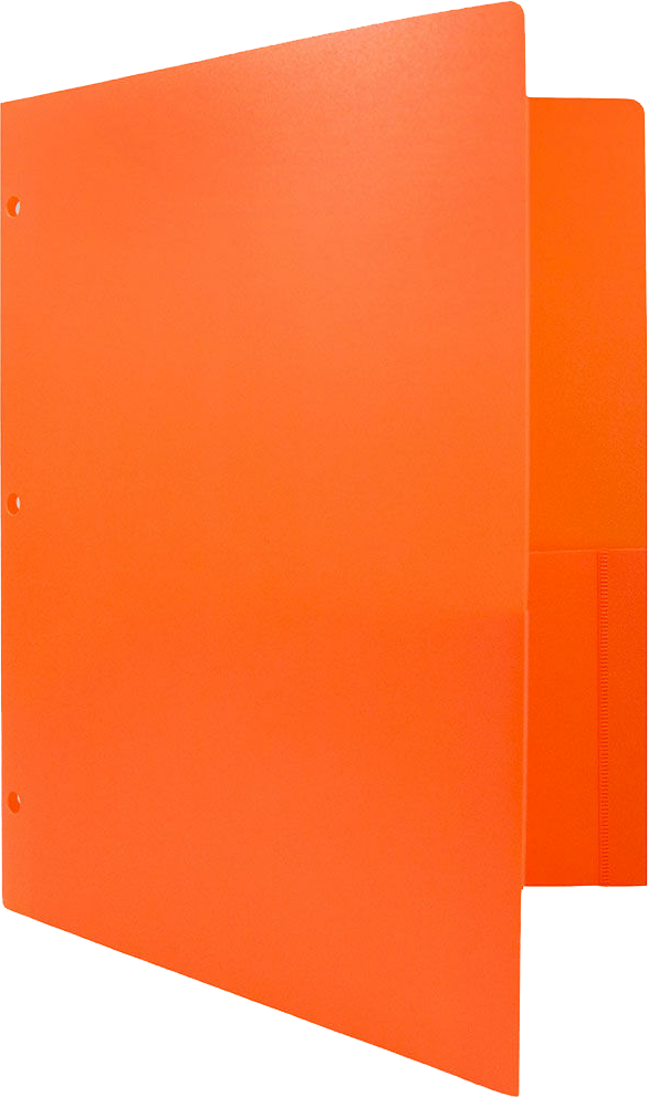Orange 9 x 12 Plastic 3 Hole Punched Duty Folders