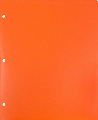 Orange 9 x 12 Plastic 3 Hole Punched Duty Folders