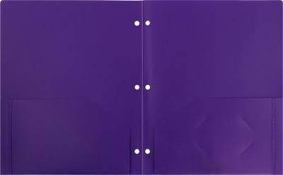 Purple 9 x 12 Plastic 3 Hole Punched Duty Folders