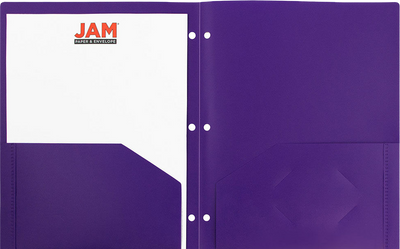 Purple 9 x 12 Plastic 3 Hole Punched Duty Folders