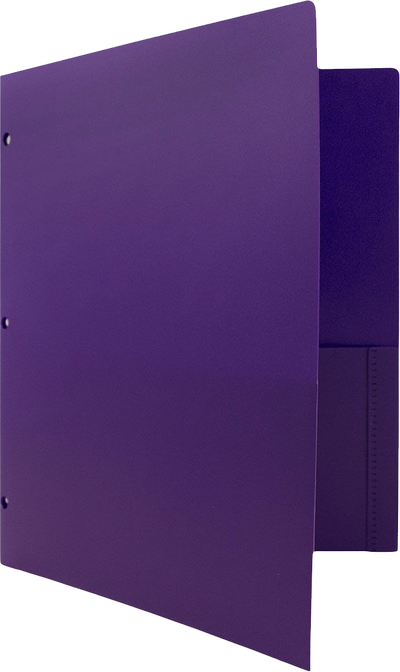 Purple 9 x 12 Plastic 3 Hole Punched Duty Folders