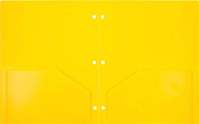 Yellow 9 x 12 Plastic 3 Hole Punched Duty Folders