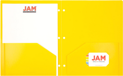 Yellow 9 x 12 Plastic 3 Hole Punched Duty Folders