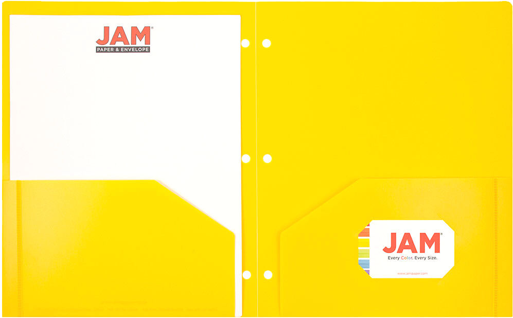 Yellow 9 x 12 Plastic 3 Hole Punched Duty Folders