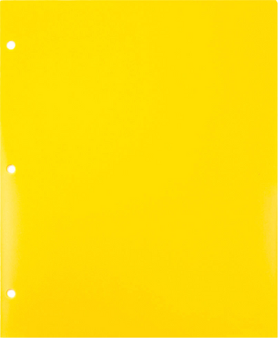 Yellow 9 x 12 Plastic 3 Hole Punched Duty Folders