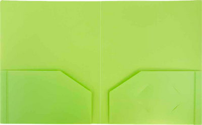 Lime Green 9 x 12 Plastic Heavy Duty Folders