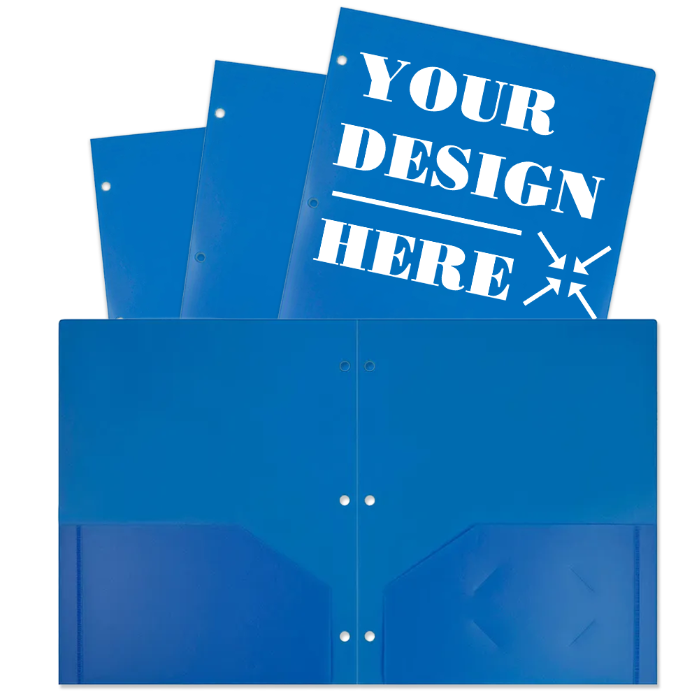 Blue 9 x 12 Plastic 3 Hole Punched Duty Folders