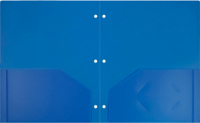 Blue 9 x 12 Plastic 3 Hole Punched Duty Folders