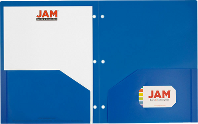 Blue 9 x 12 Plastic 3 Hole Punched Duty Folders