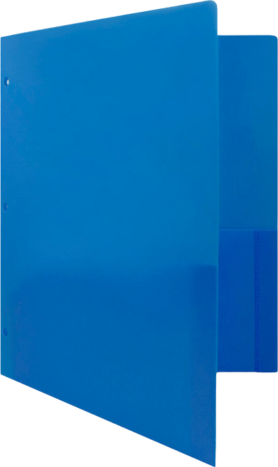 Blue 9 x 12 Plastic 3 Hole Punched Duty Folders