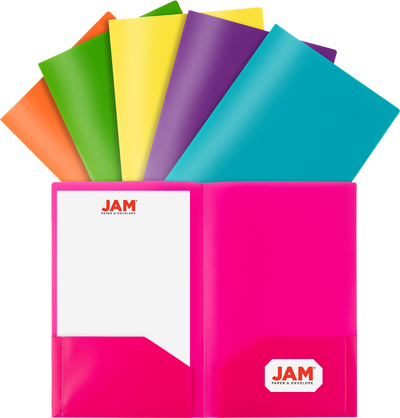 Assorted Fashion 9 x 14 1/2 Legal Plastic Pop Folders - 6 Pack